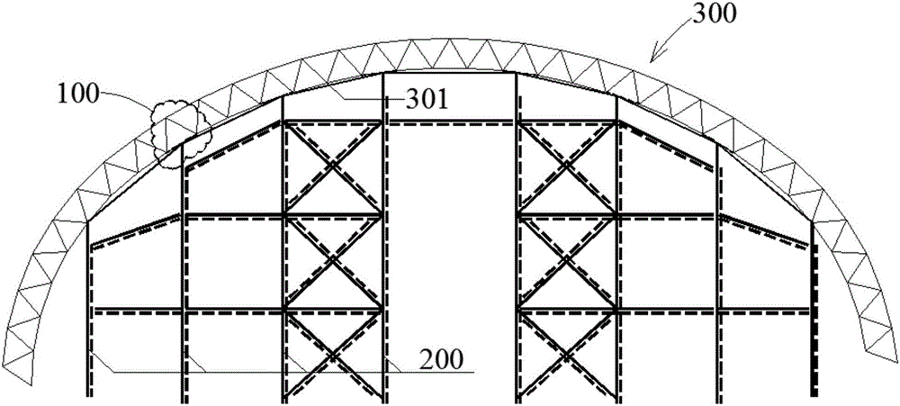 Latticed shell structure and wind-resistant truss column connection structure