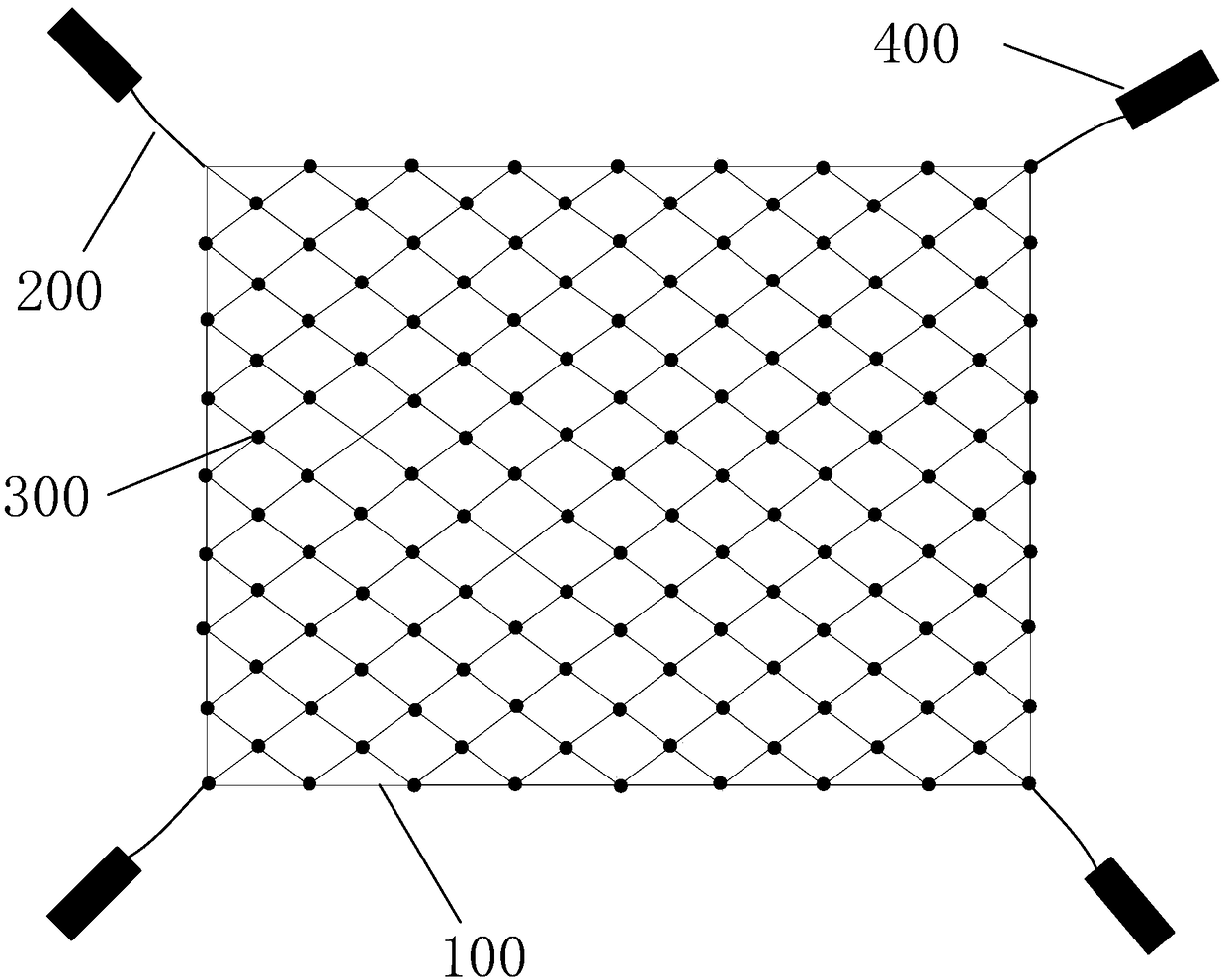 Spatial rope net based on constant force tearing belt