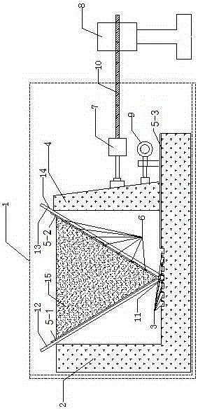 Device capable of measuring limited filling pressure and displacement produced when retaining wall rotates around wall bottom