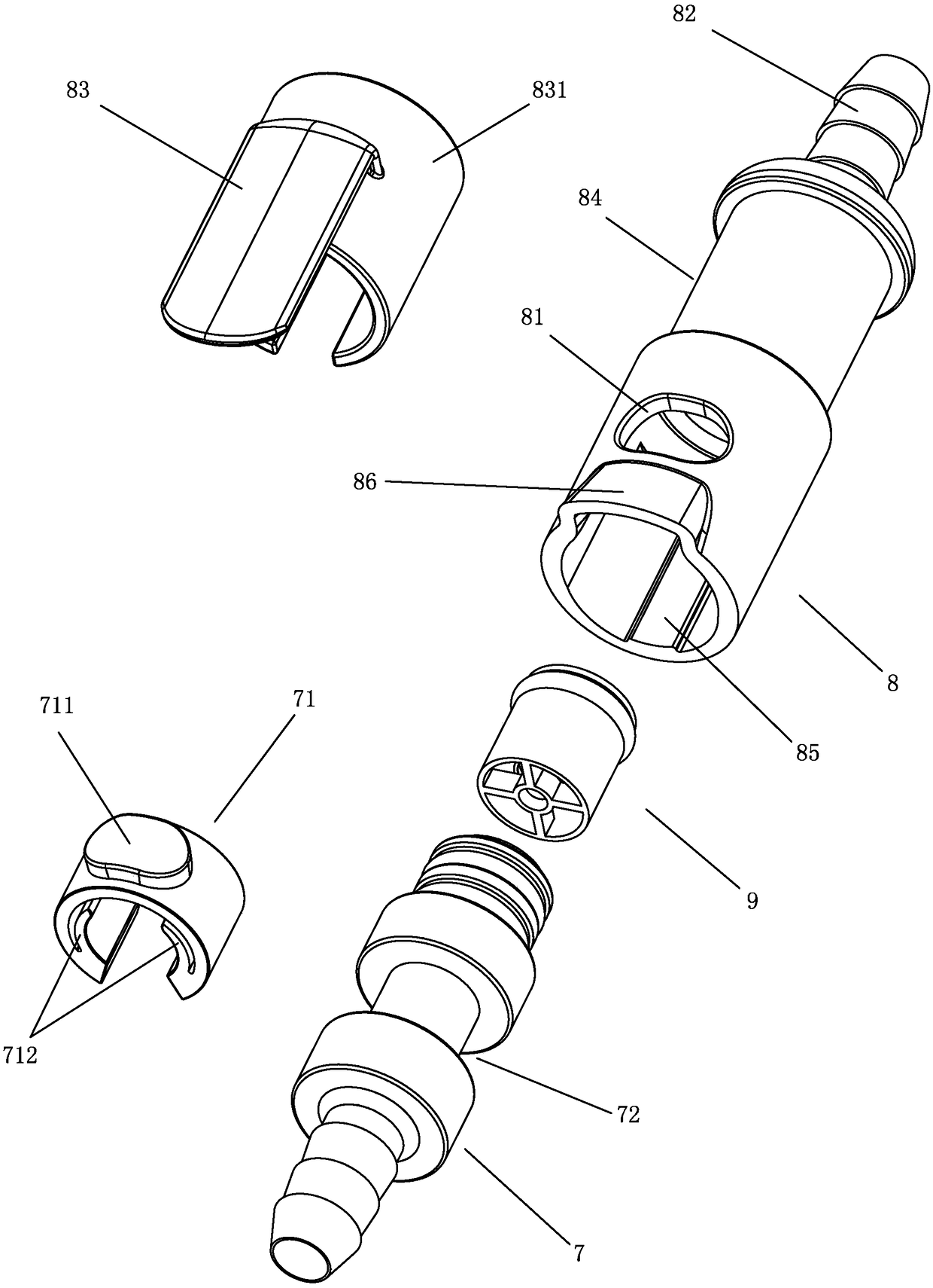 Quick connector of pull-out faucet and quick-connection pull-out faucet structure