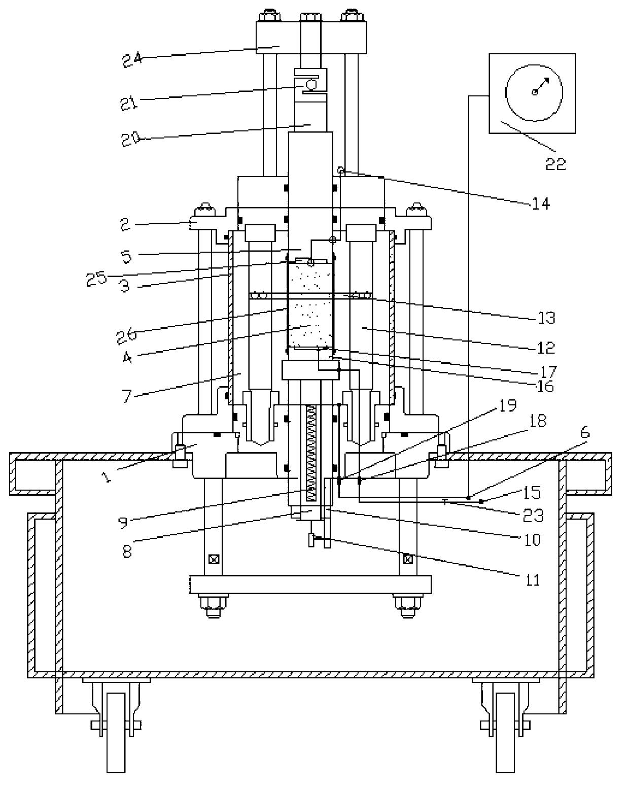 Dynamic triaxial testing machine servo-driven by electric cylinder