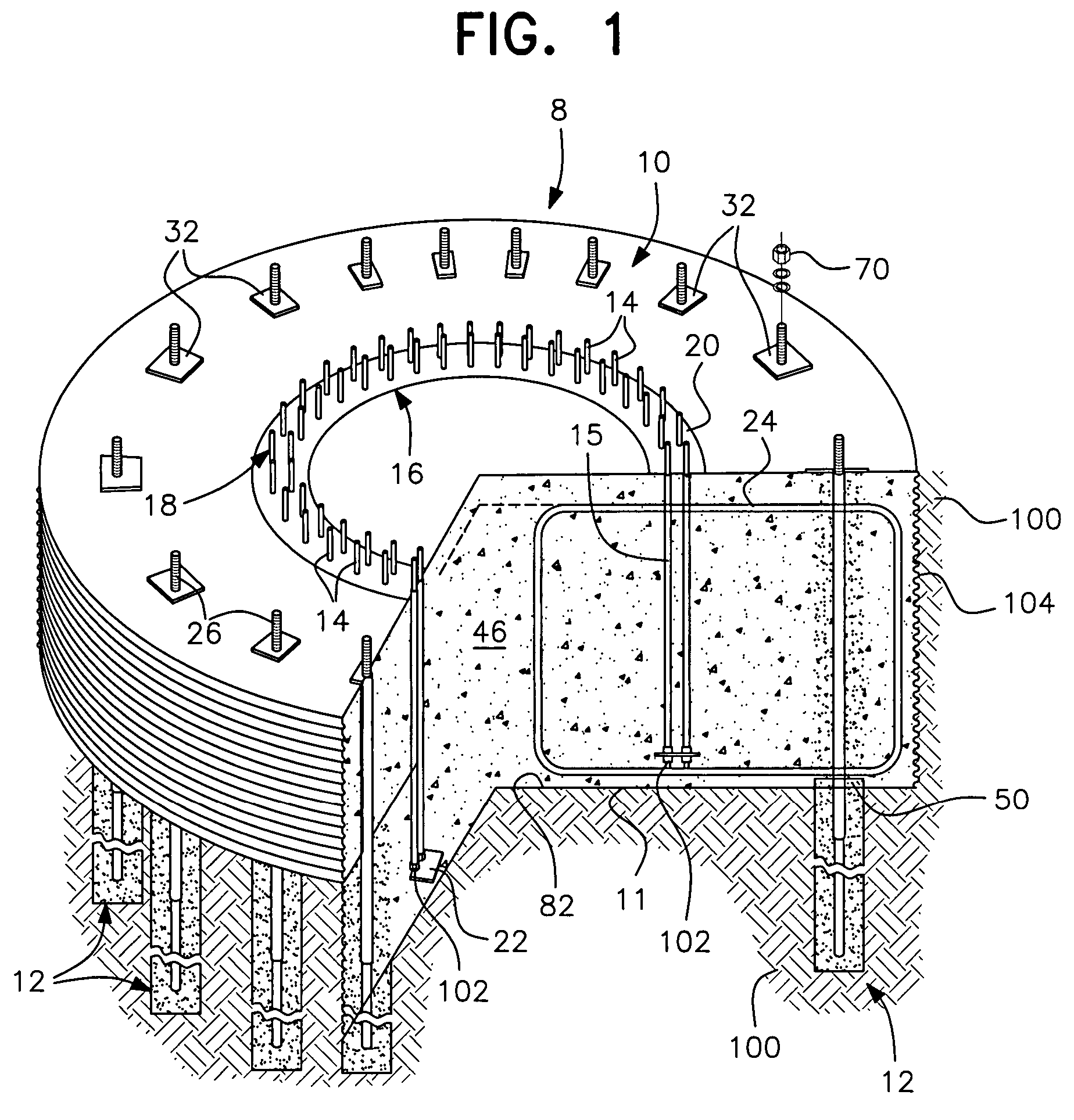 Post-tension pile anchor foundation and method therefor