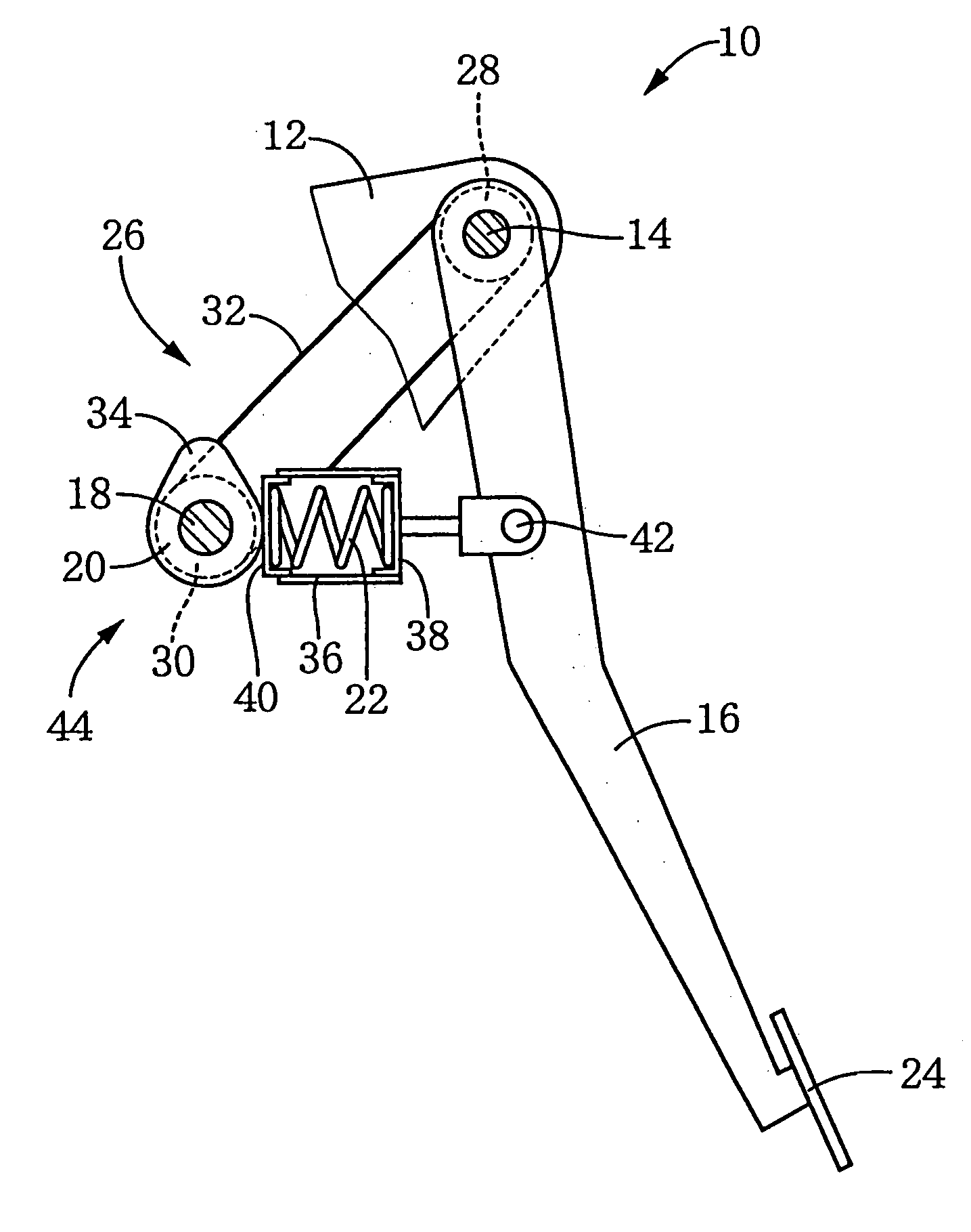 Apparatus for applying a reaction force to a pivotally supported pedal member upon depression thereof