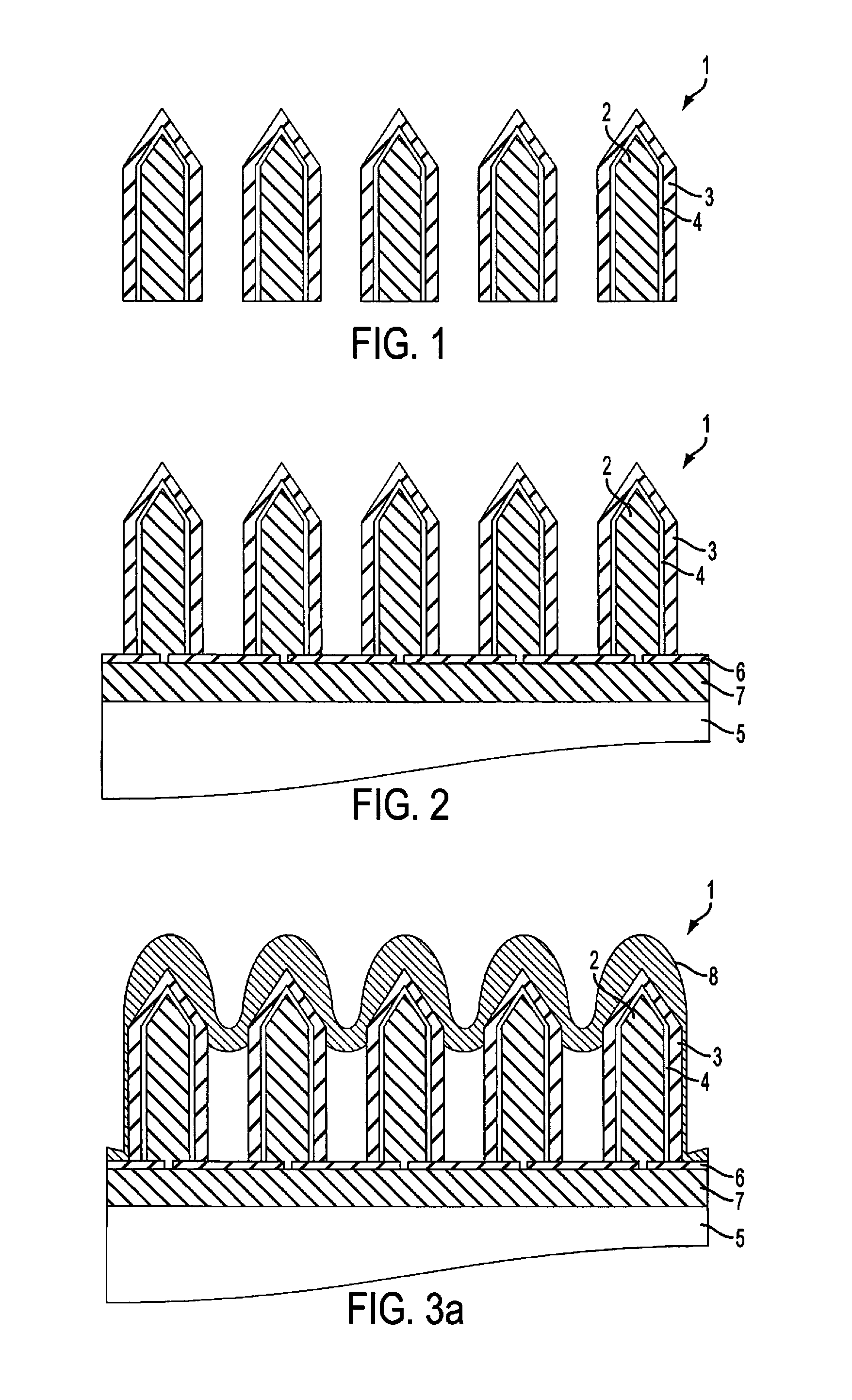Nanowire sized opto-electronic structure and method for manufacturing the same