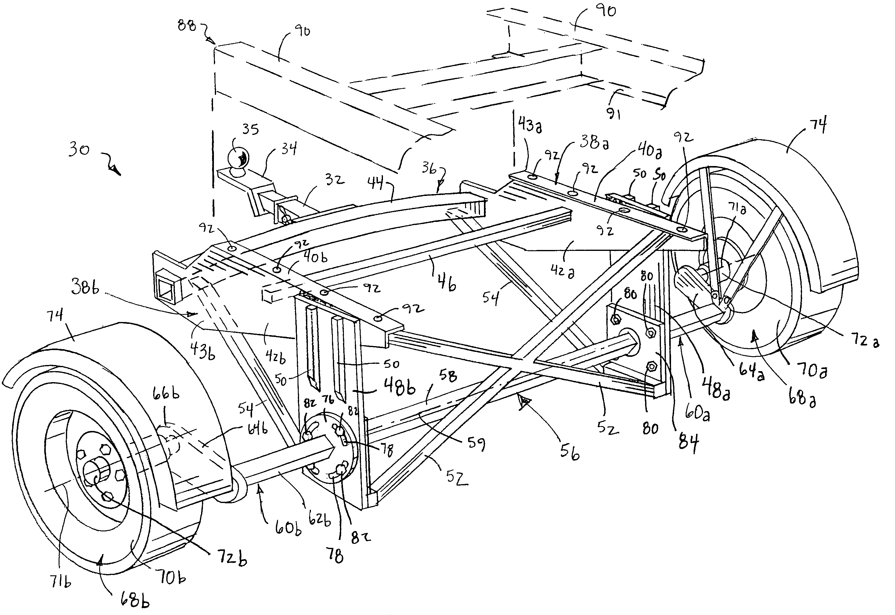 Detachable axle and hitch assembly