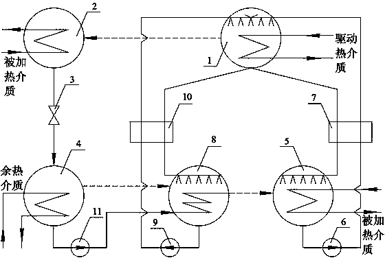 Two-stage first kind absorption heat pump