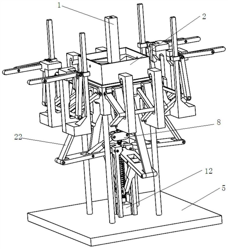 Laminating device and method for connecting rod pushing type stepped paper box packaging paper