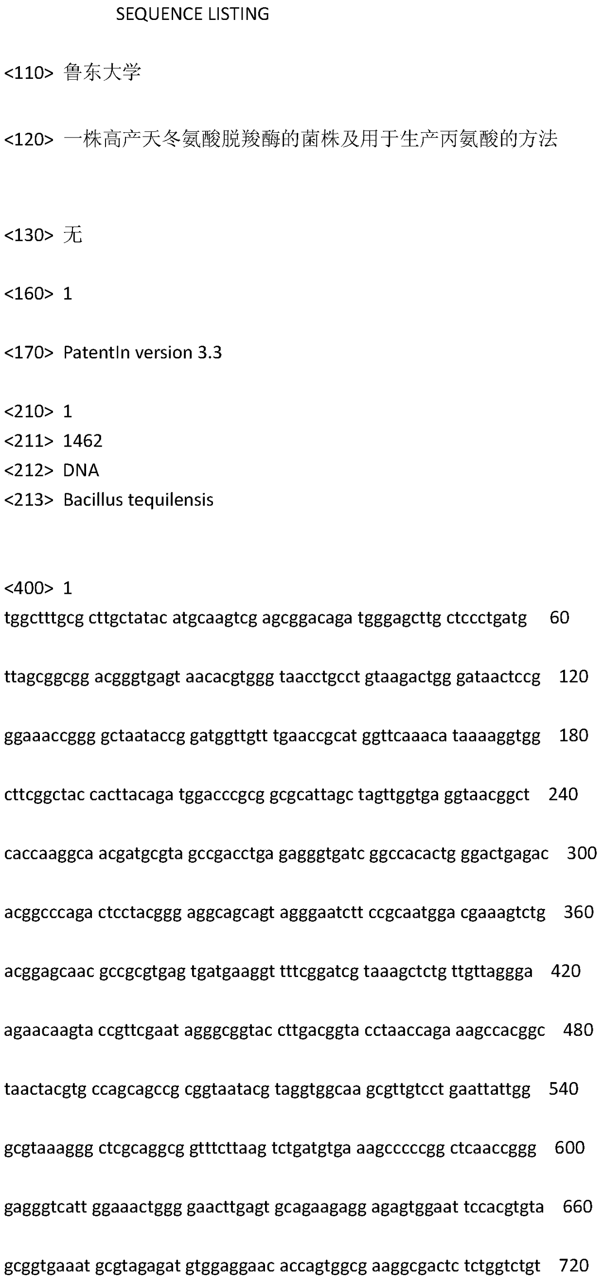 A high-yielding aspartate decarboxylase strain and its method for producing alanine