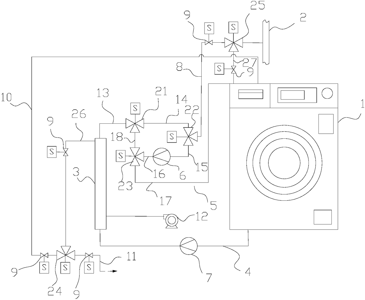 Washing machine water purifying system and washing machine