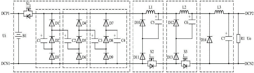 Dual buck converter of pre-posed buck current-doubling circuit
