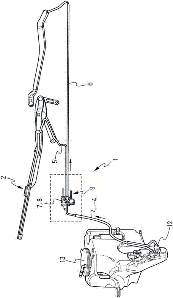 Motor vehicle washer fluid distribution device and wiping system