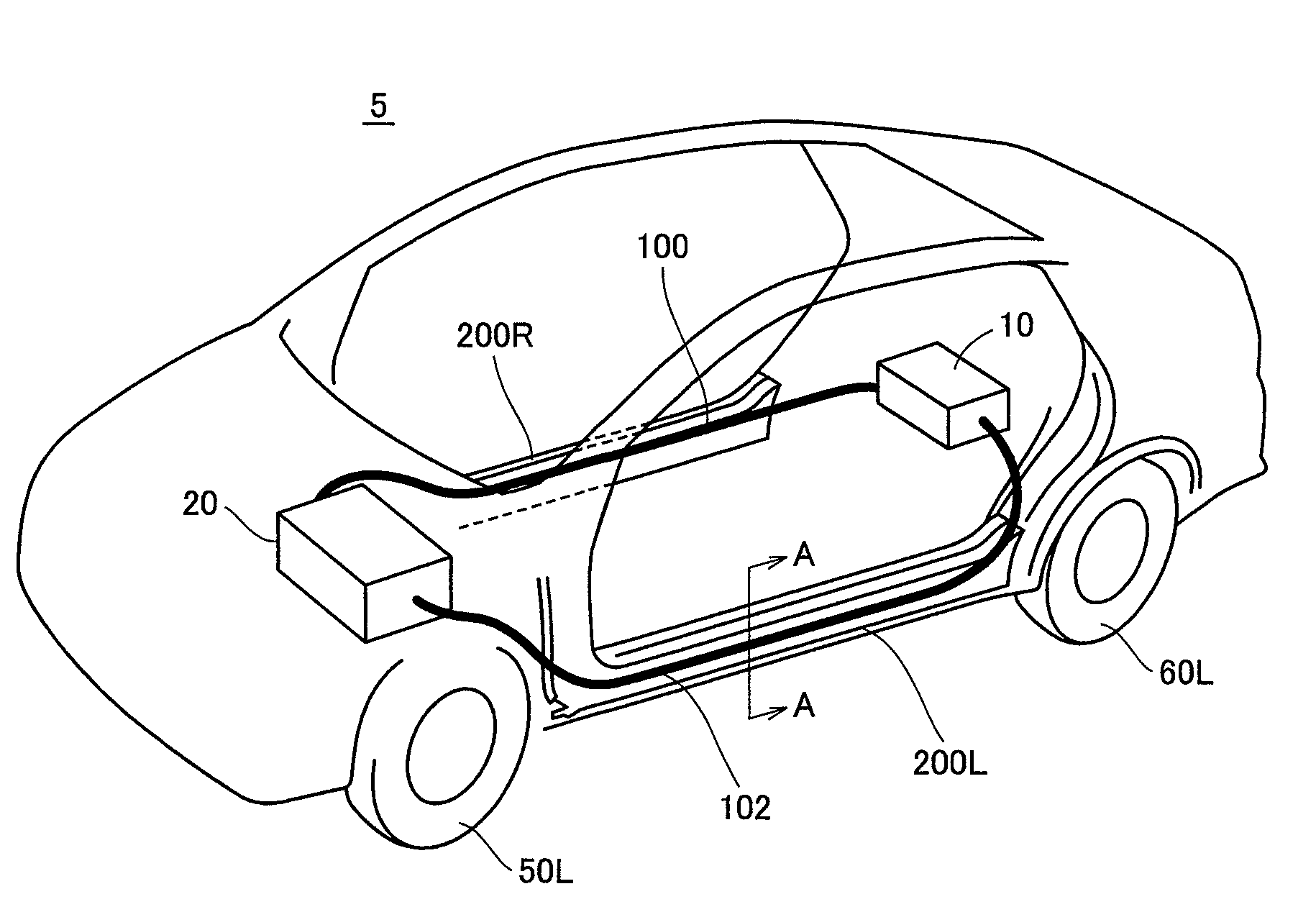 Load driving device including first and second electric power lines between power supply and electric power conversion device