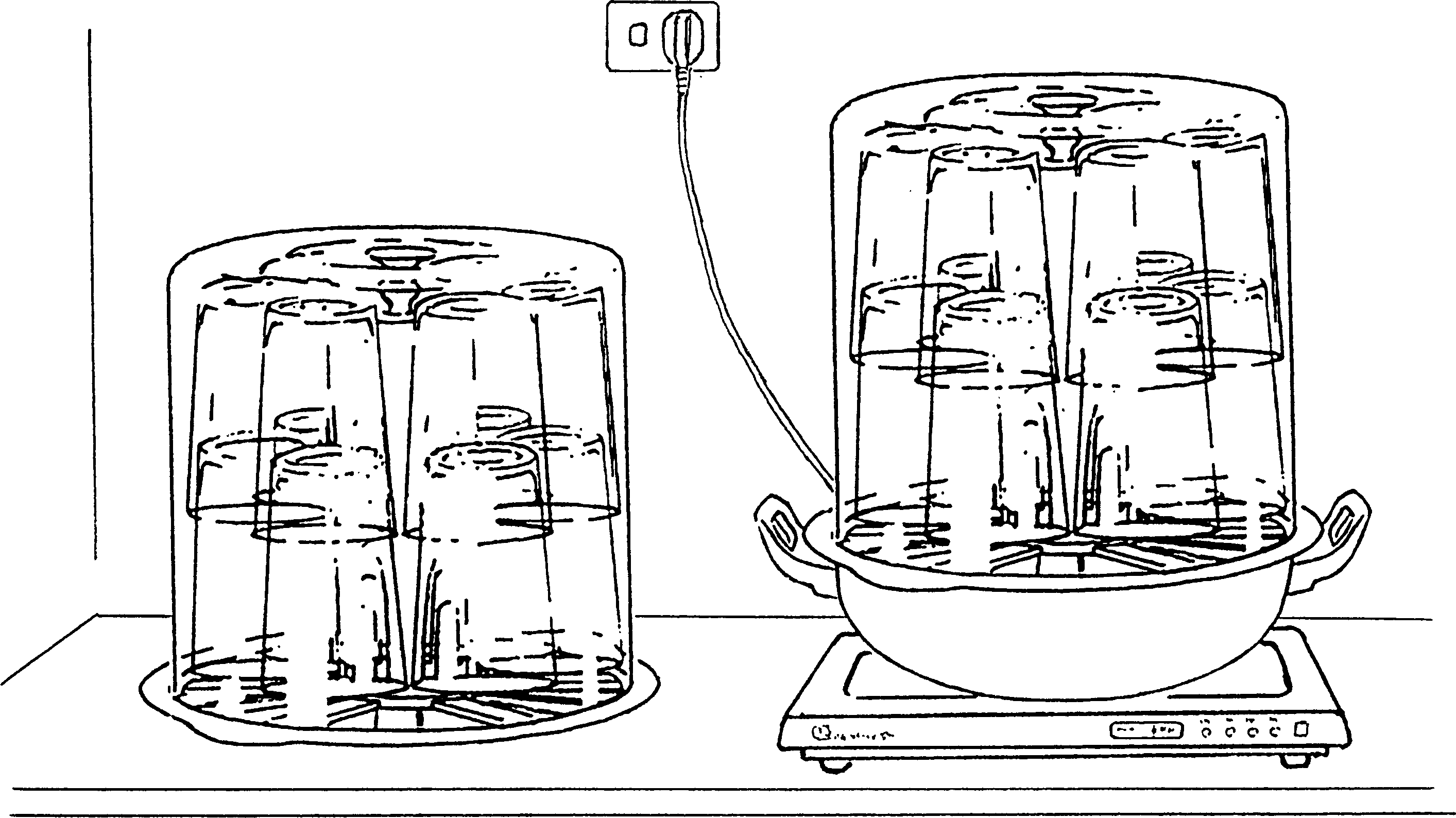 Apparatus capable of hanging teacup and goblet and sterilizing them by high-temperature steam