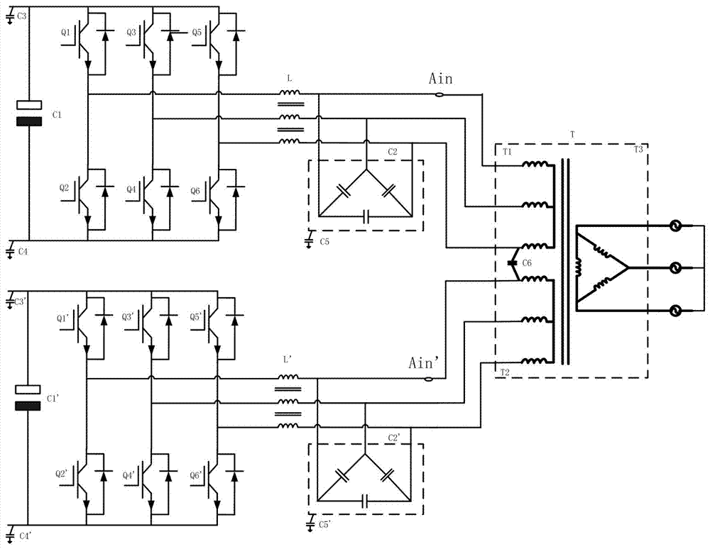 Carrier synchronization method and device for parallel power generation of many inverters