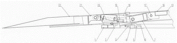 A single-cylinder flexible lifting mechanism for the bottom groove of an automobile body correction machine