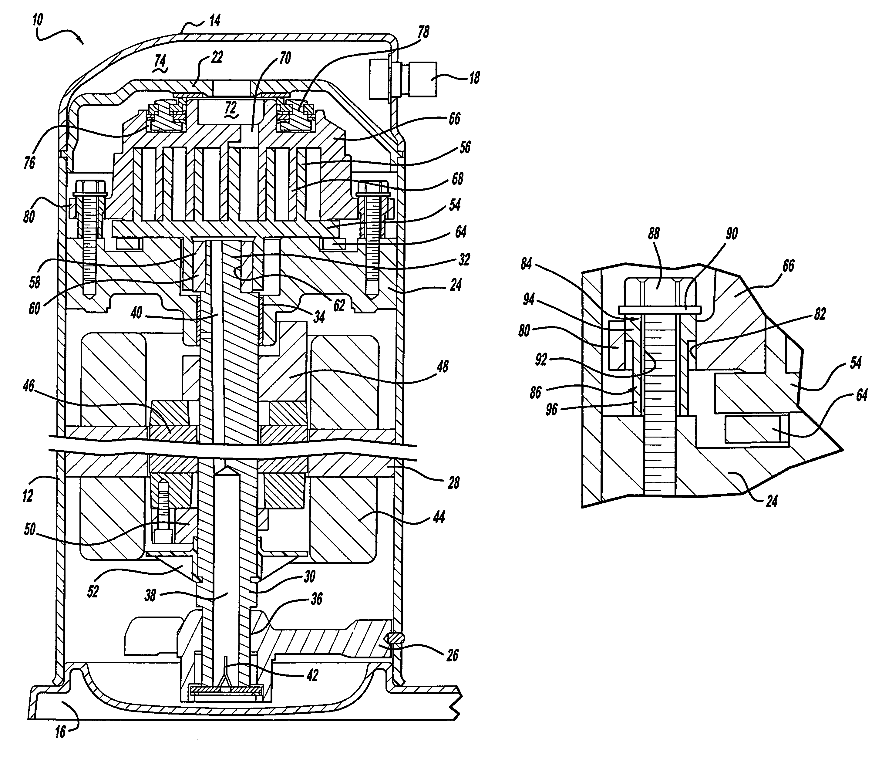 Scroll machine with stepped sleeve guide