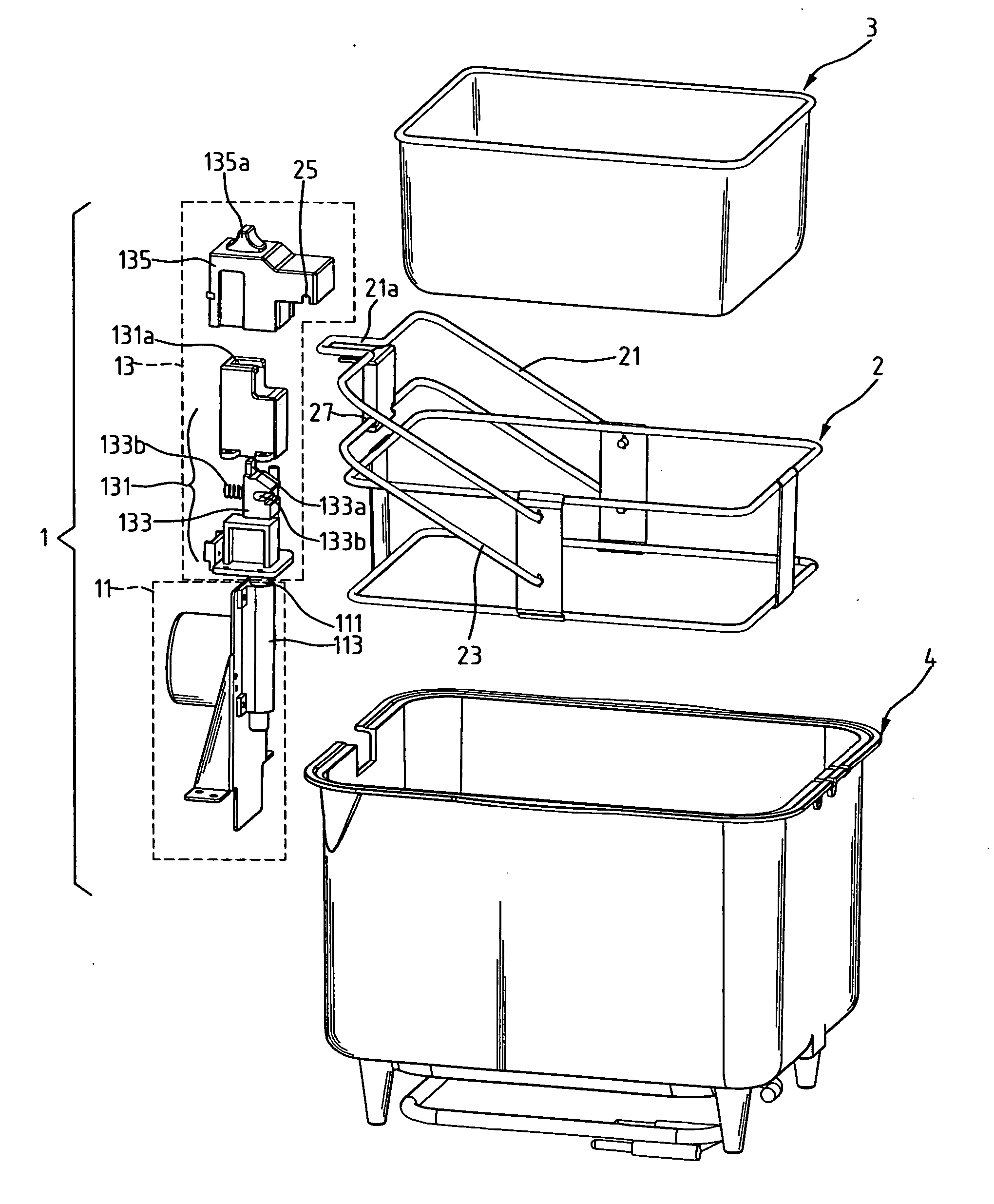 Control mechanism for deep fryer to control elevation of basket received in the deep fryer