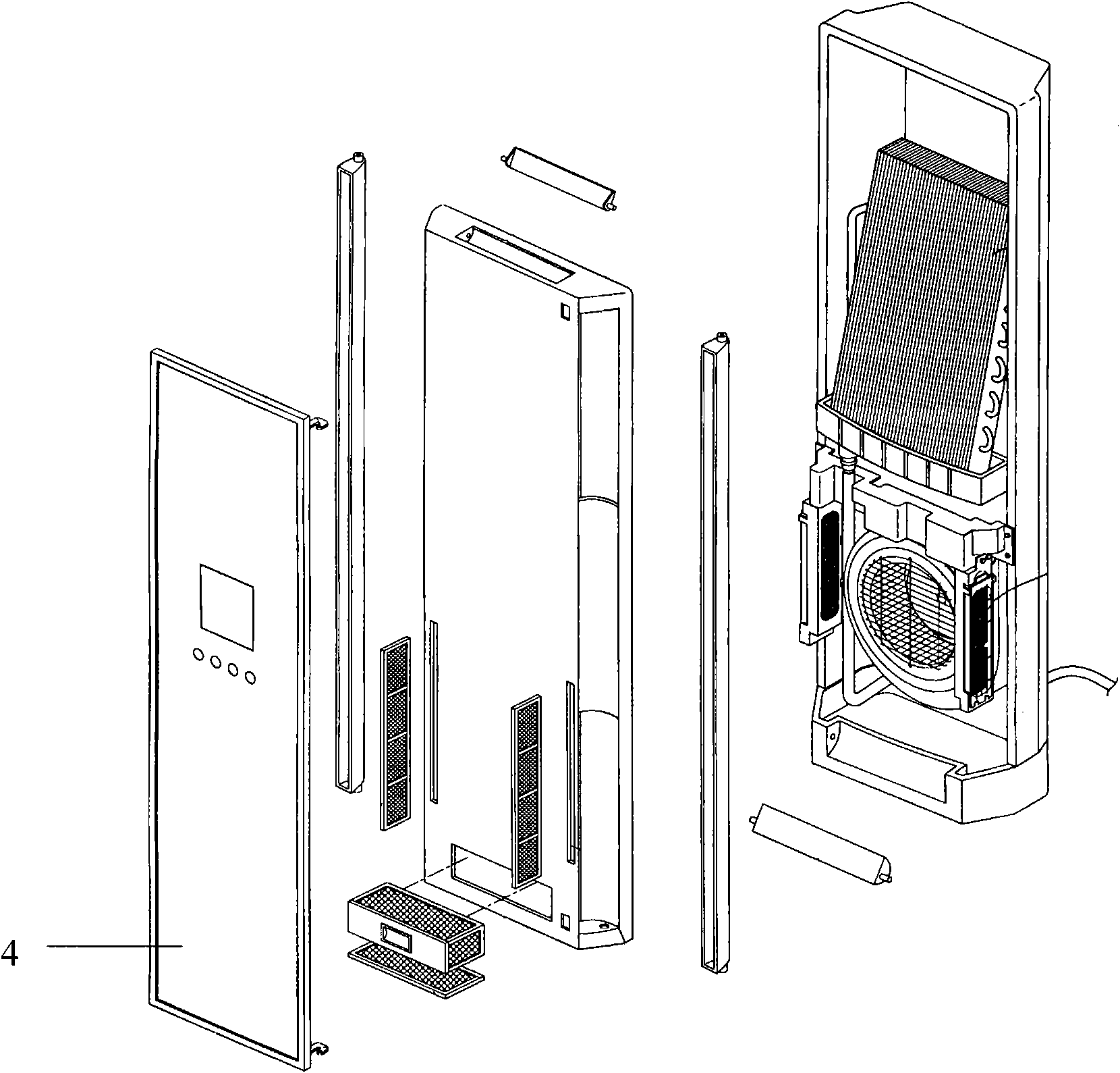 Cabinet air conditioner indoor unit with integrated side exhaust device