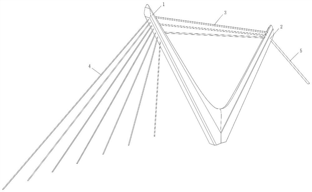 Longitudinal V-shaped cable bent tower cable-stayed bridge