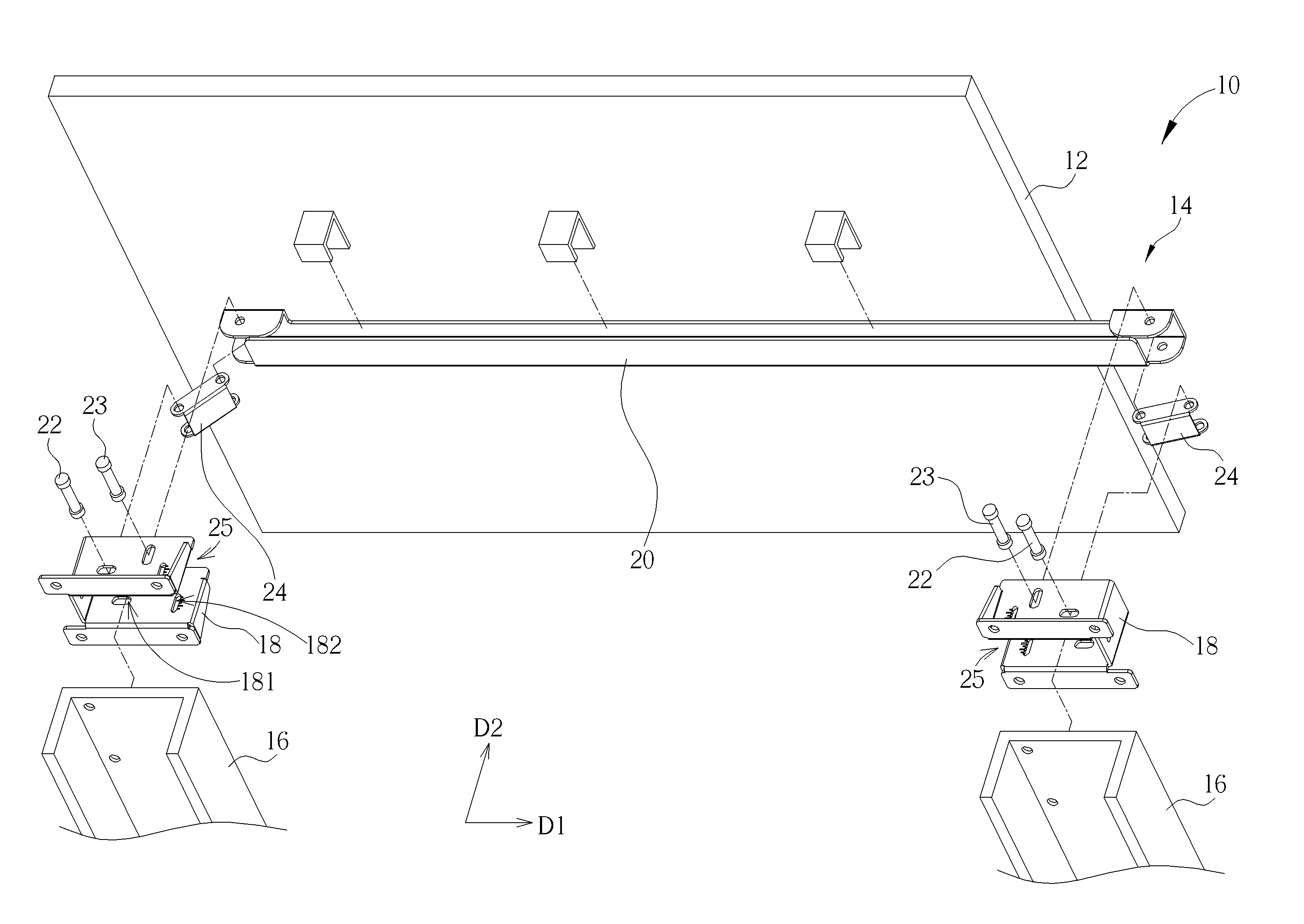 Adjusting mechanism for a display and related mounting system