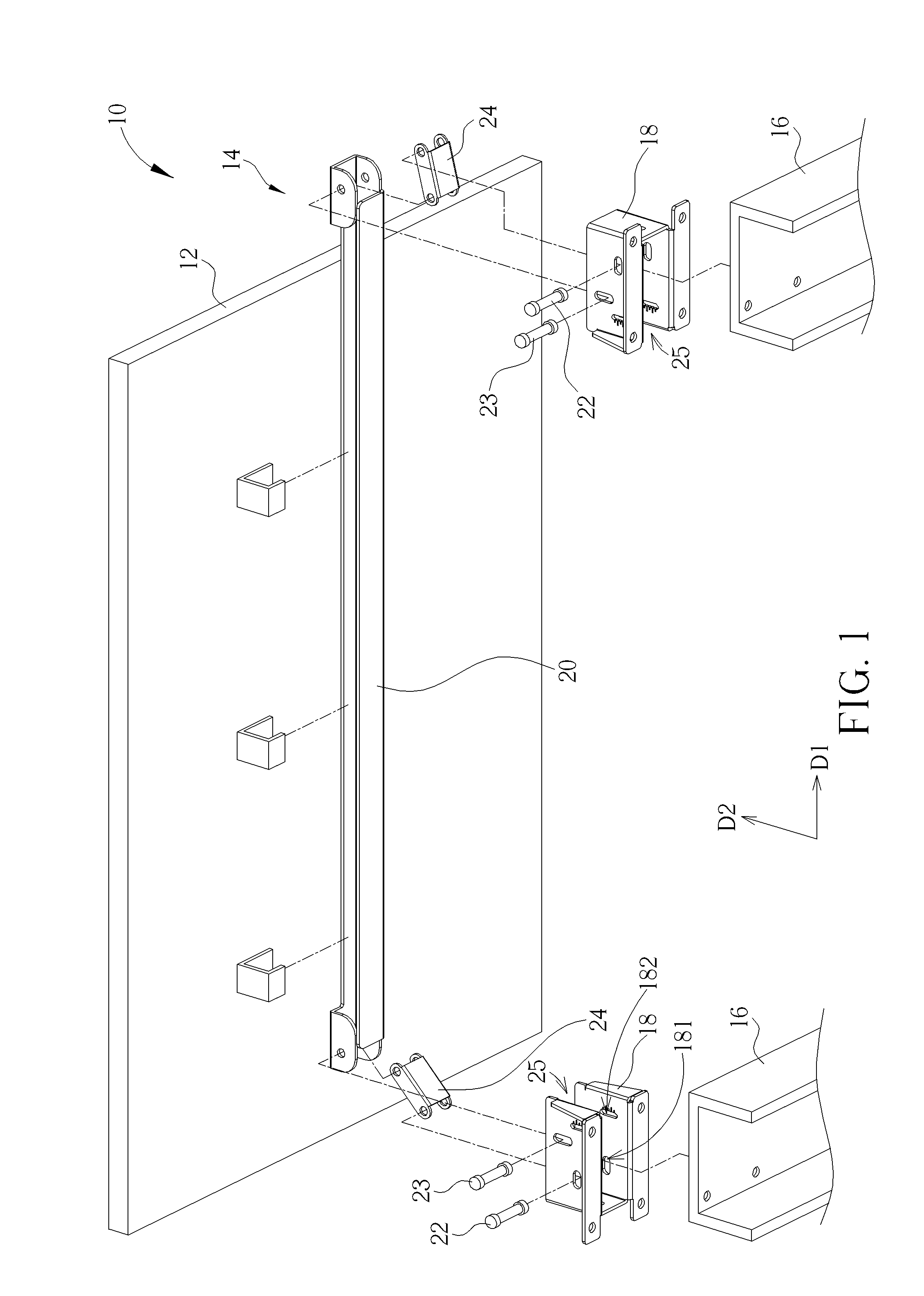 Adjusting mechanism for a display and related mounting system