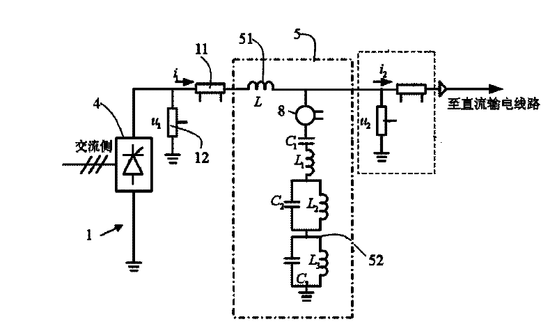 HVDC power-transmission whole-line speed protection method by using direct-current filter current