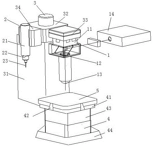 Laser and ultrasound combined type drilling system and machining method thereof