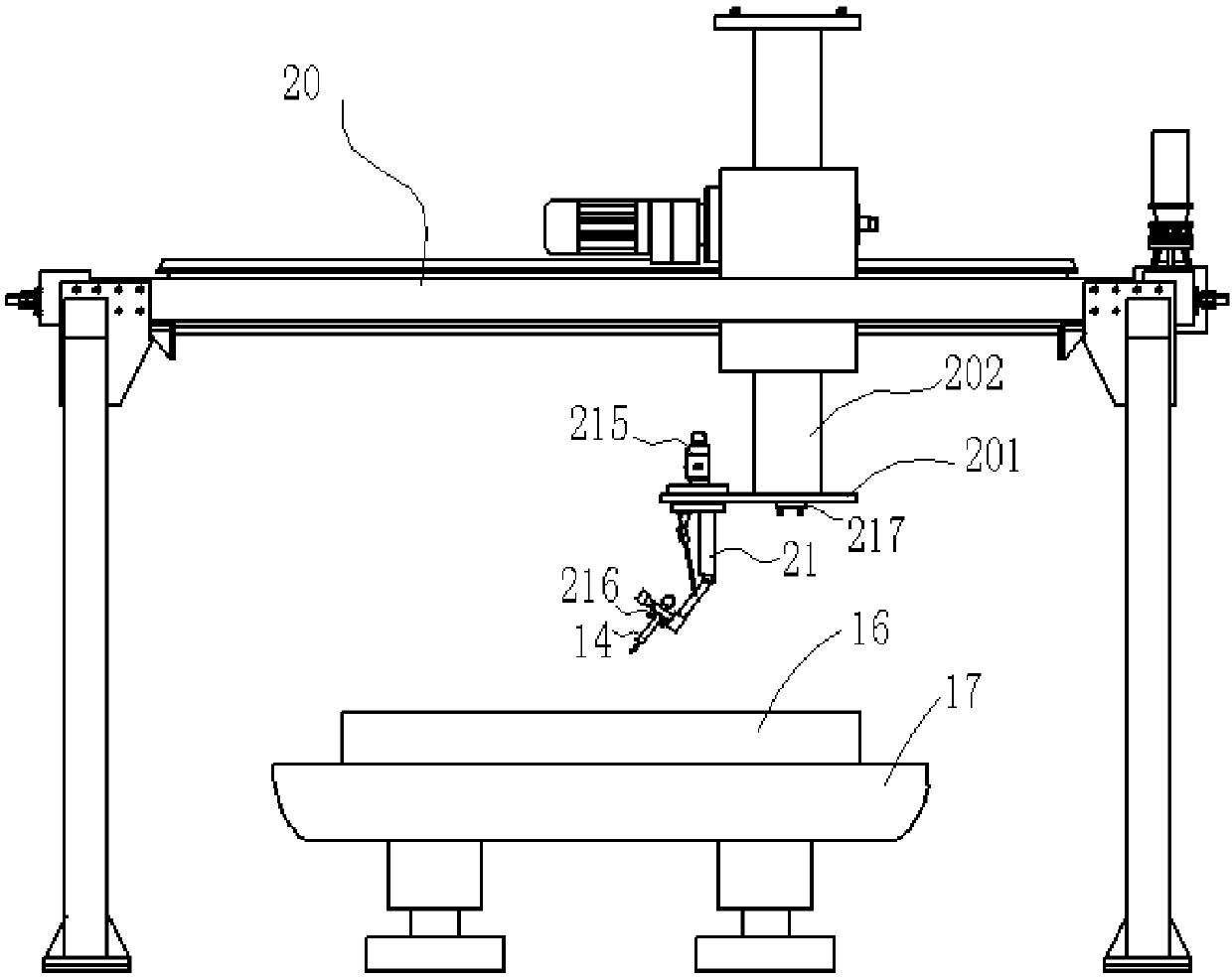 Automatic composite glue coating device and glue gun automatic alignment method