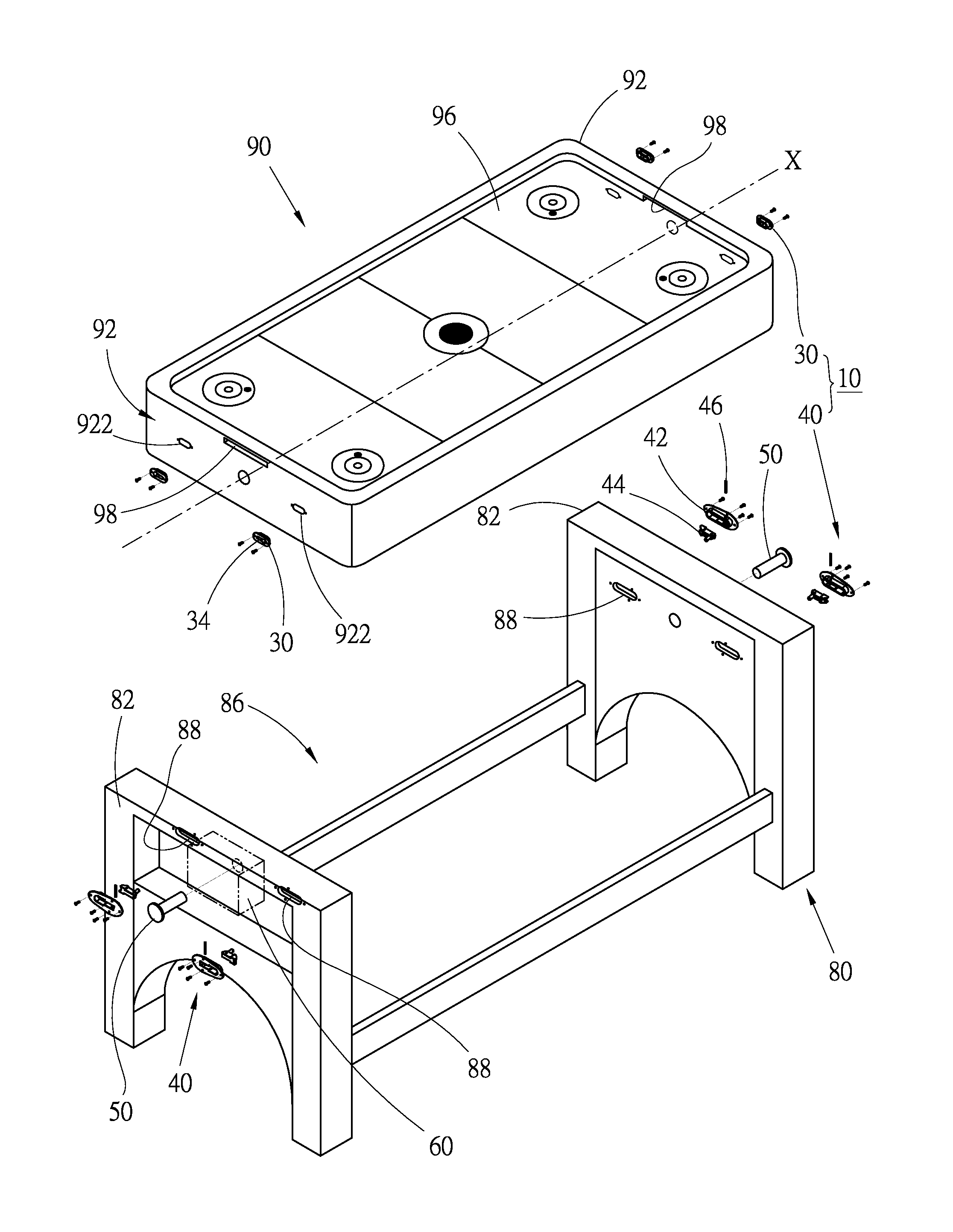 Latch mechanism applied for multi-function game table