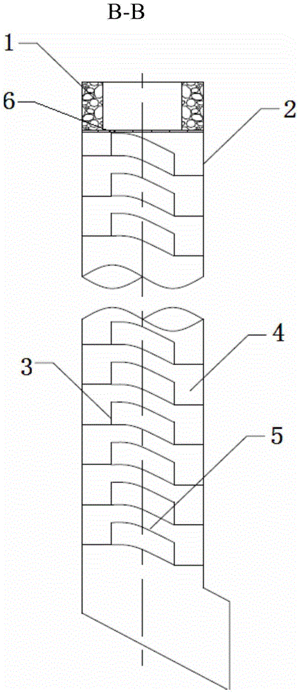 Down pipe with internal spiral structure