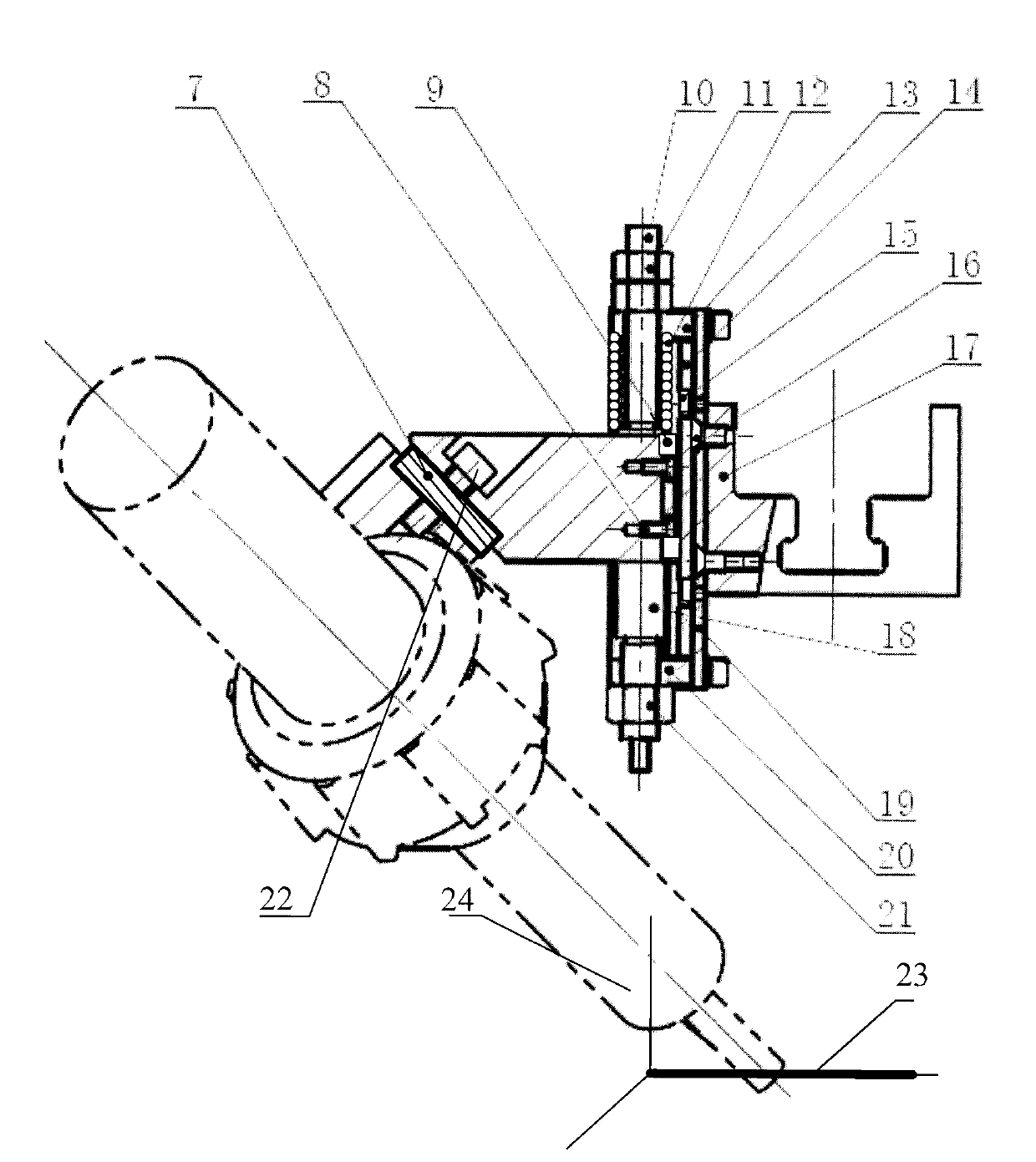 Plastic welding gun elastic fixture with two-way error compensation function for automatic welding