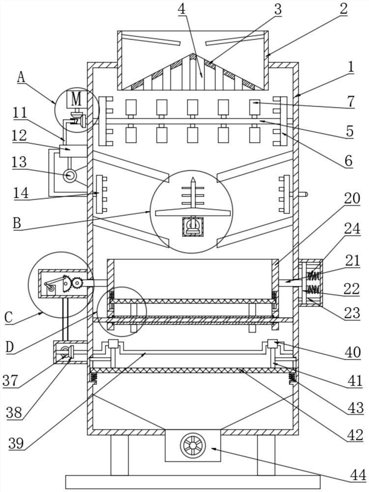 Sand screening device for road construction