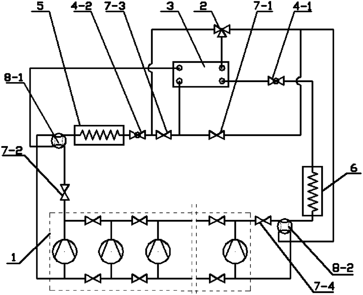 Multi-cycle variable-flow heat pump system