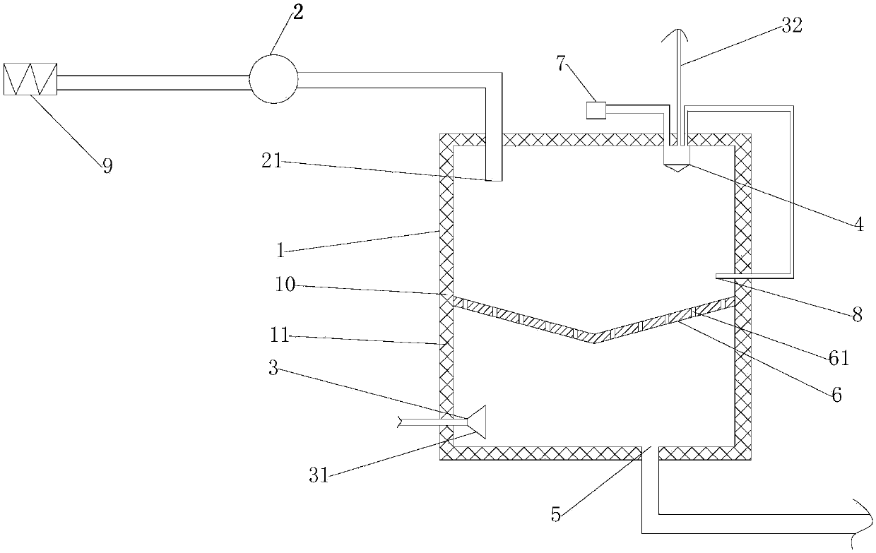 Deodorization equipment with return pipe