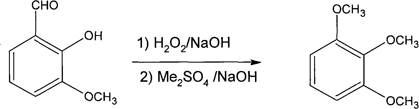 One-pot process for synthesizing 1,2,3-trimethoxy-benzene by using o-vanillin