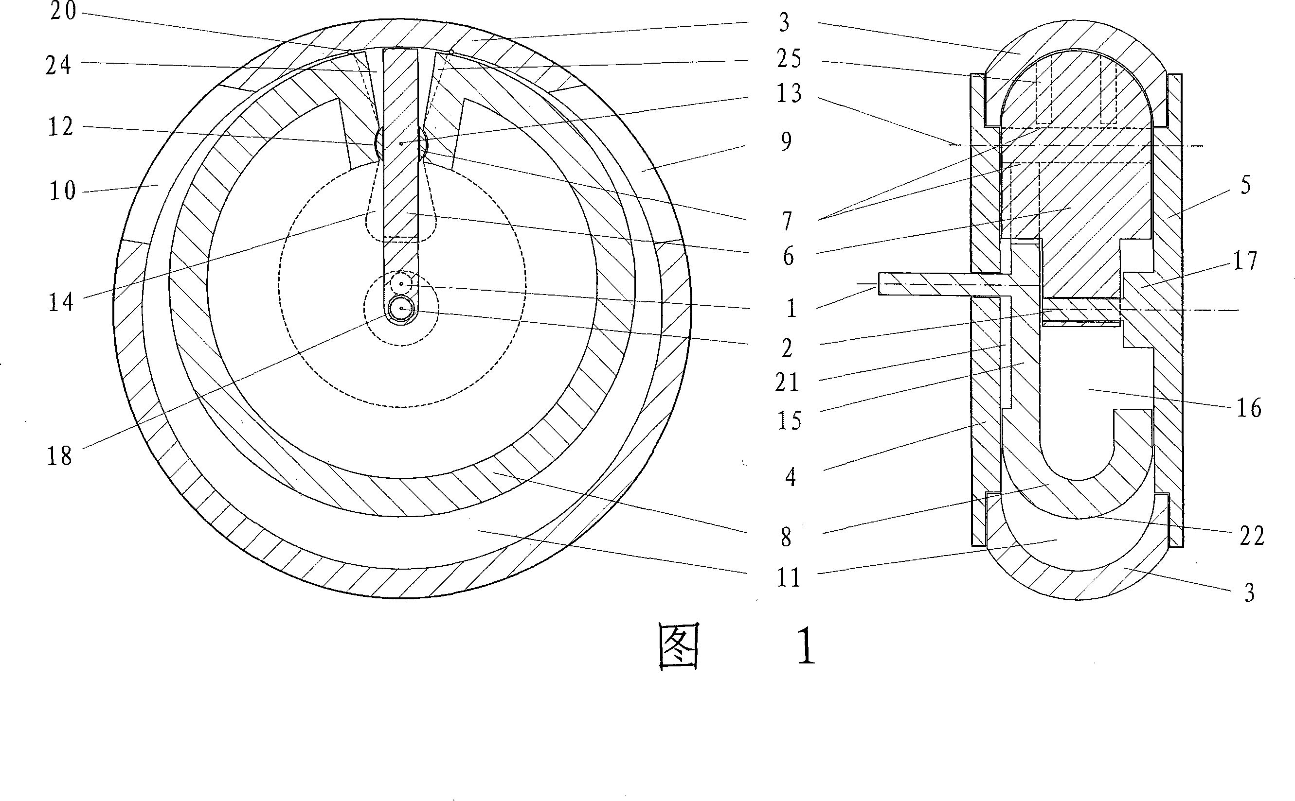 Curved sliding vane type rotary compressor