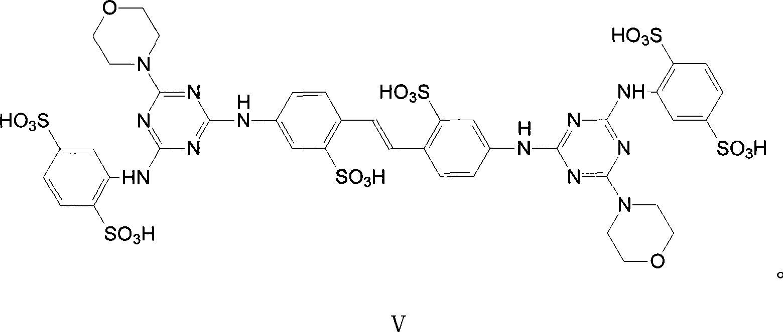 Process for producing hexa-sulphonic acid liquid fluorescent whitening agents