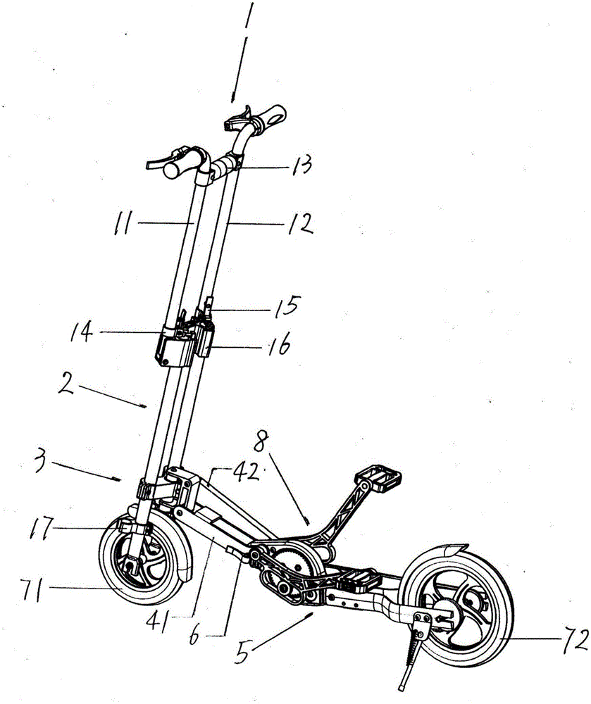 Folding-handlebar vibration-avoiding portable pedal bike