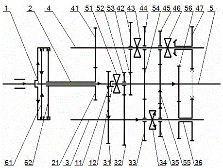 A double intermediate shaft dct structure and its gear ratio calculation method