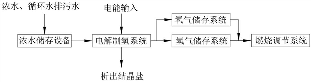 System and method for hydrogen production and peak regulation by electrolyzing concentrated water in thermal power plant