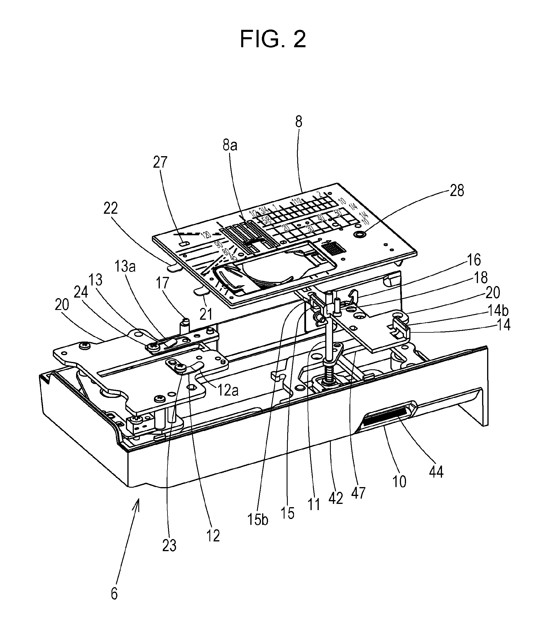 Needle plate replacement device with lock