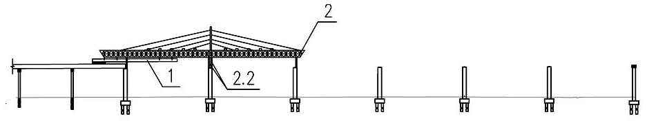 Construction method of two-span steel-concrete composite bridge with cable-back erecting machine