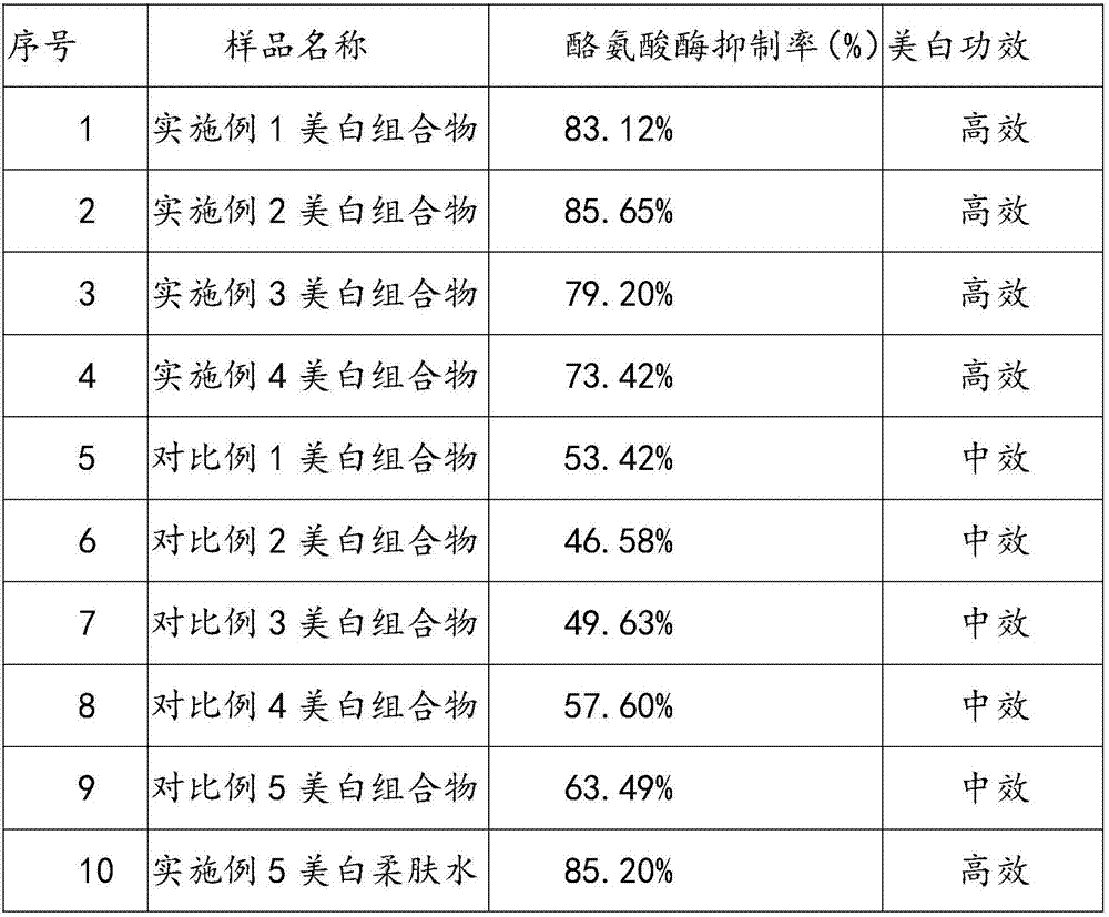 Composition with skin whitening effect and preparation method and application thereof