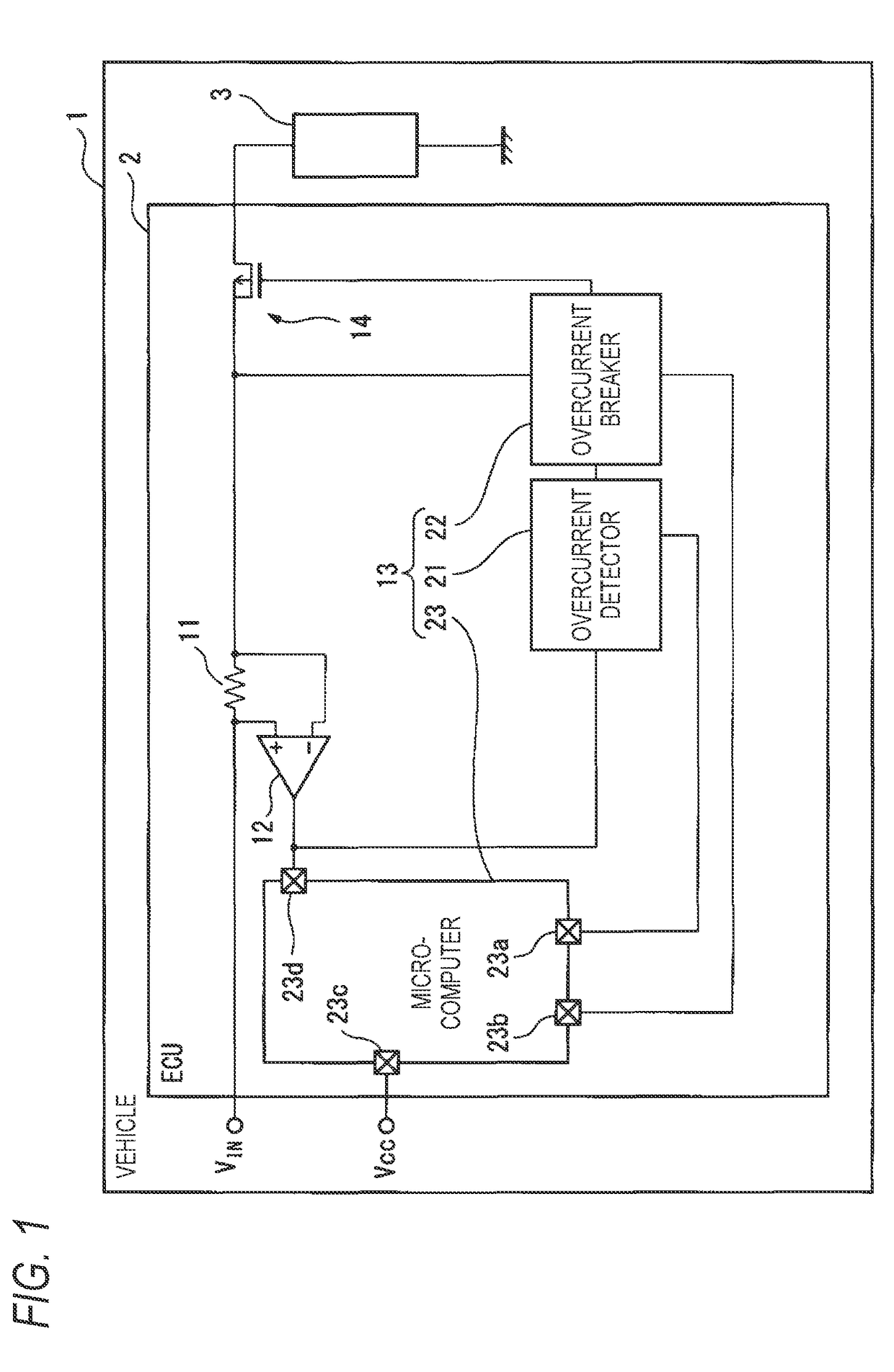 Overcurrent protection device and vehicular electronic control unit