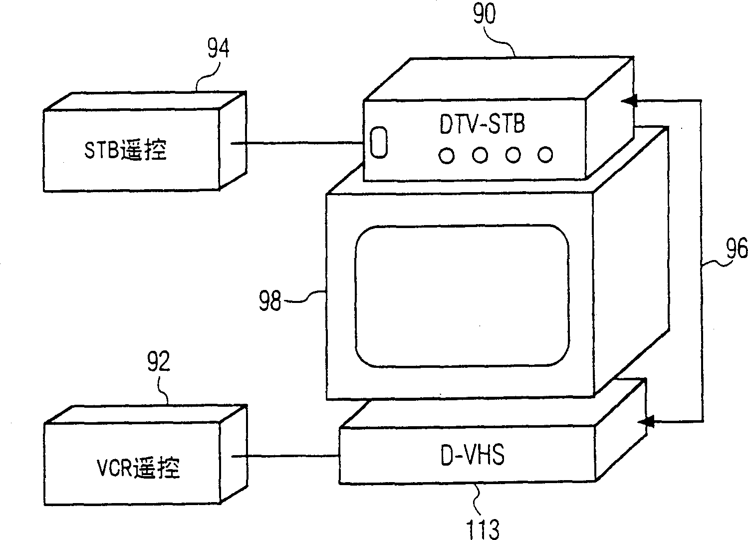 Digital television state display device and method