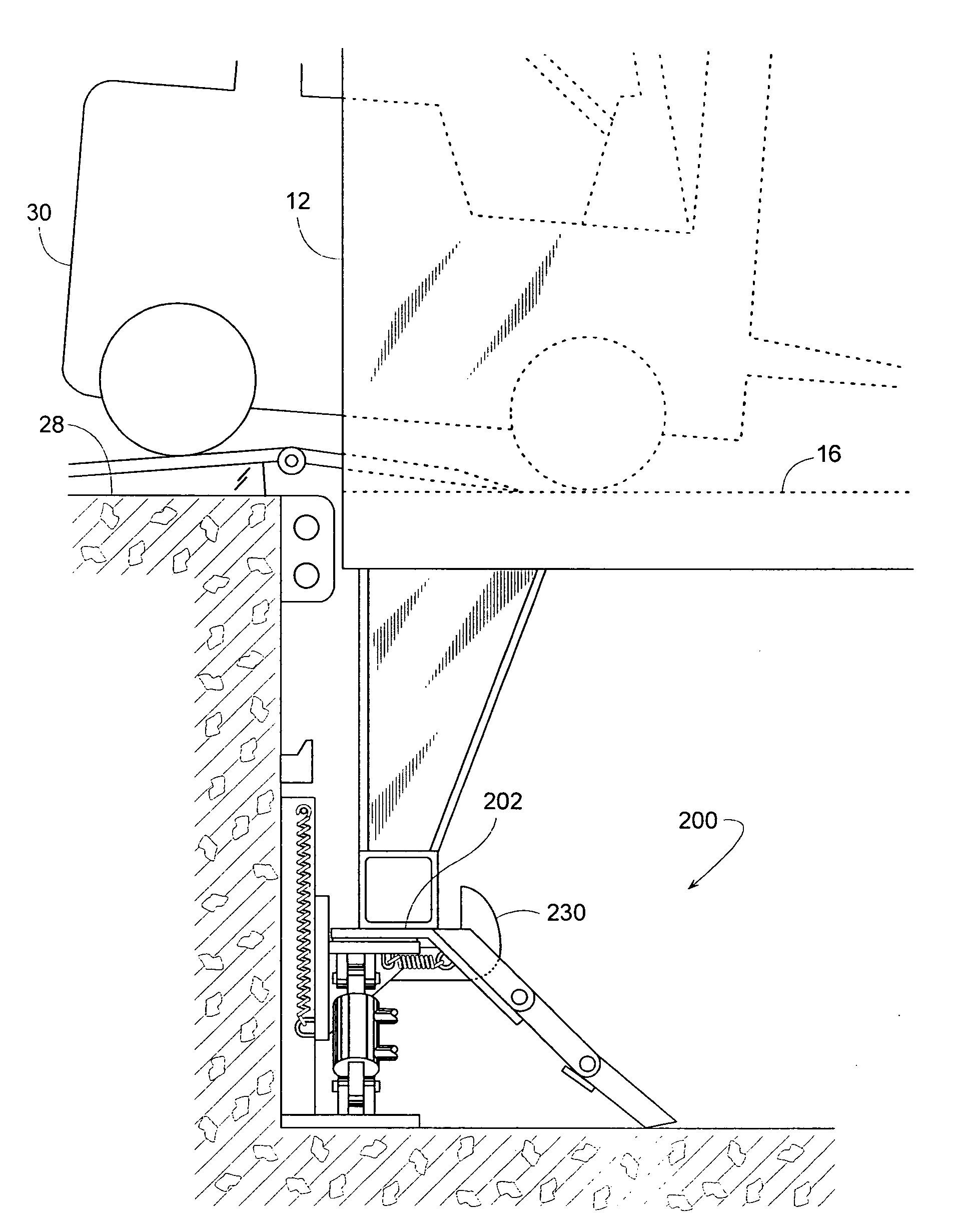 Brace system and method for a vehicle at a loading dock