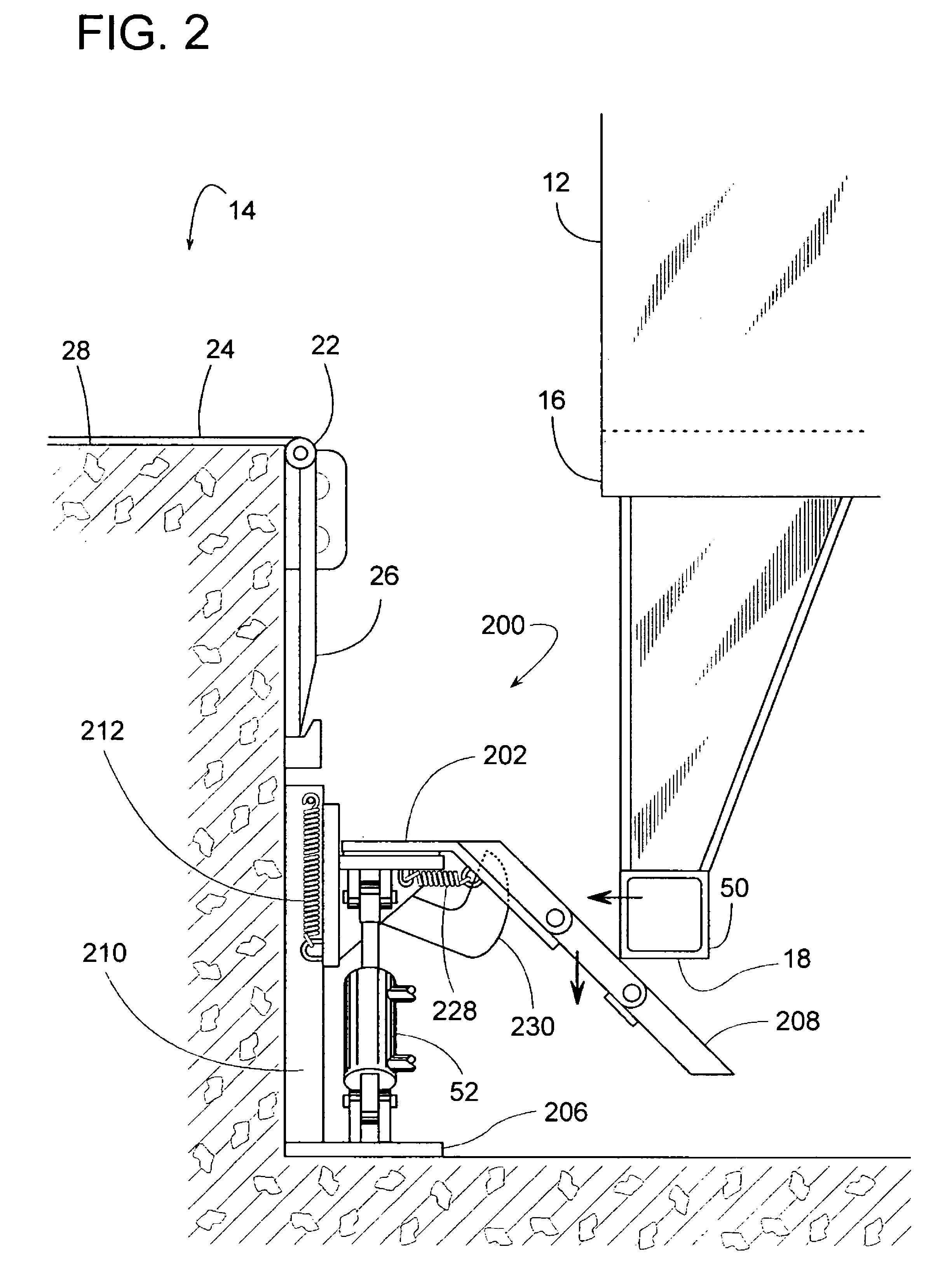 Brace system and method for a vehicle at a loading dock