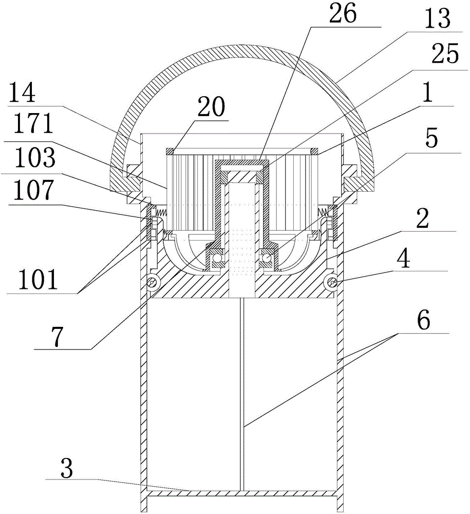 Self-locking shaft-free lifting column cylinder rotating mop jet cleaning and spin-drying device