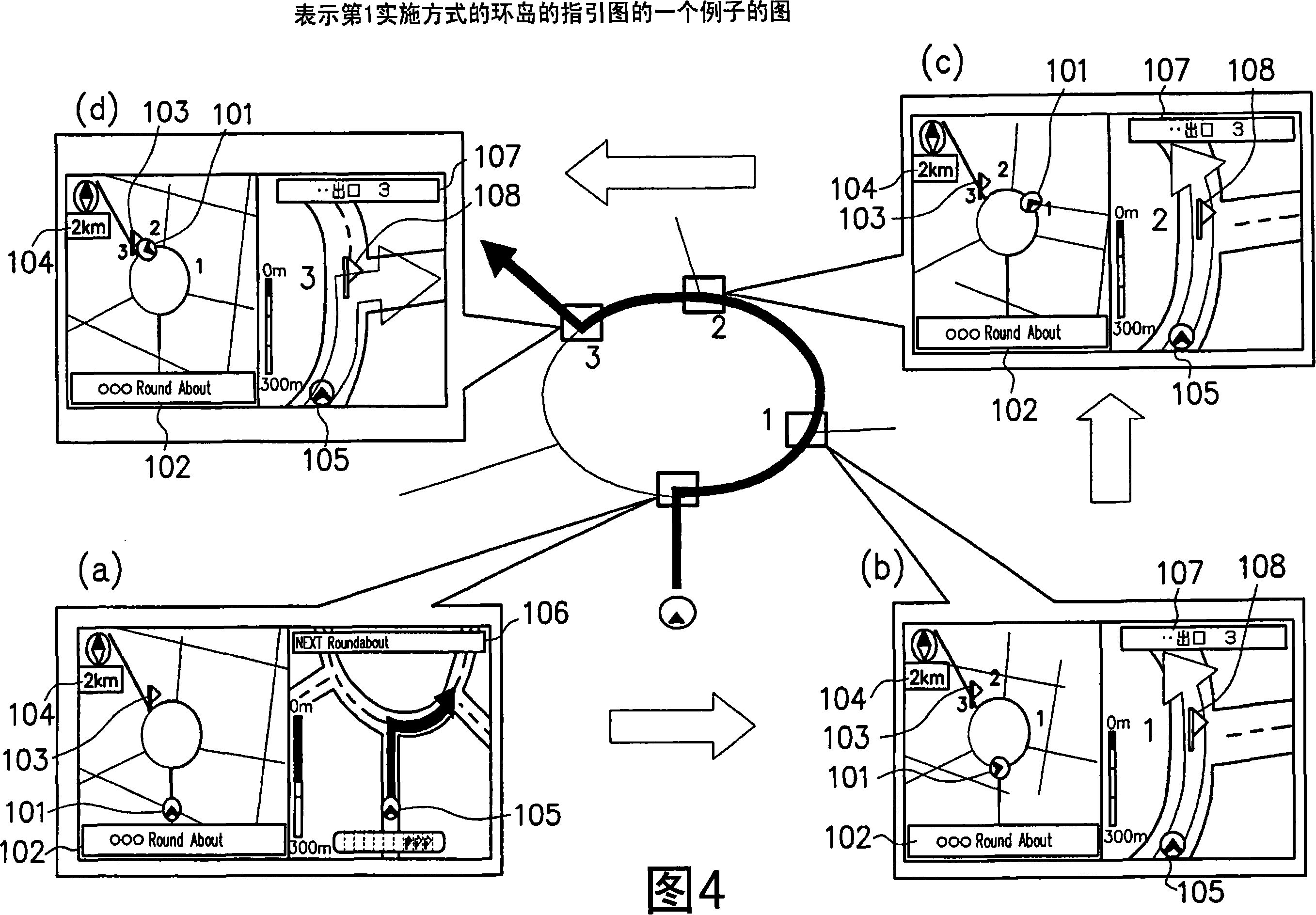 Navigation device and describing method of cross point indication map