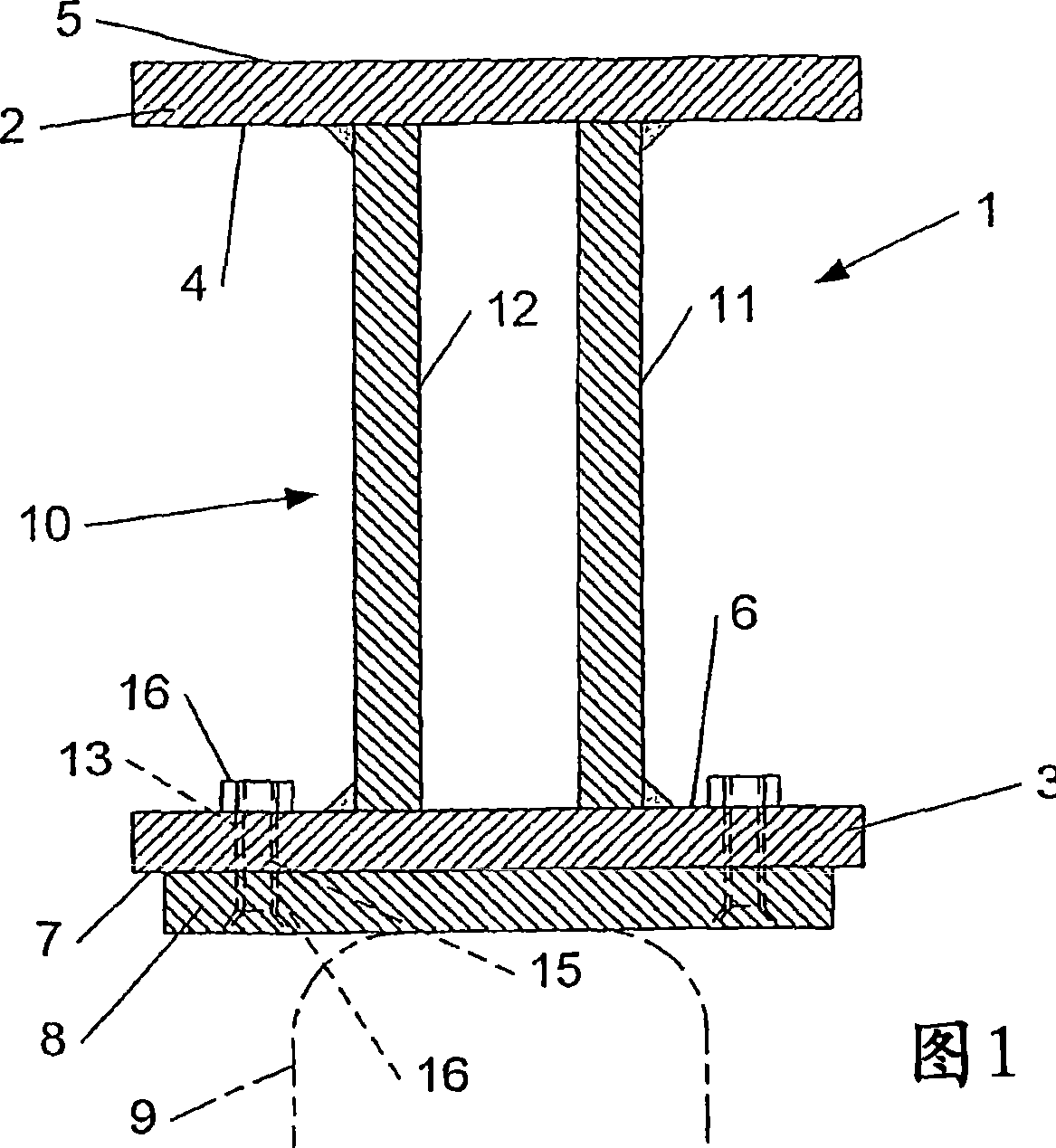 Rail comprising a rotating frame for a filtration device, and production method thereof